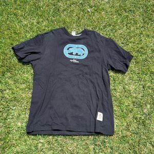 Ecko Unltd. black cotton t-shirt with blue graphic, size 2XL #skater